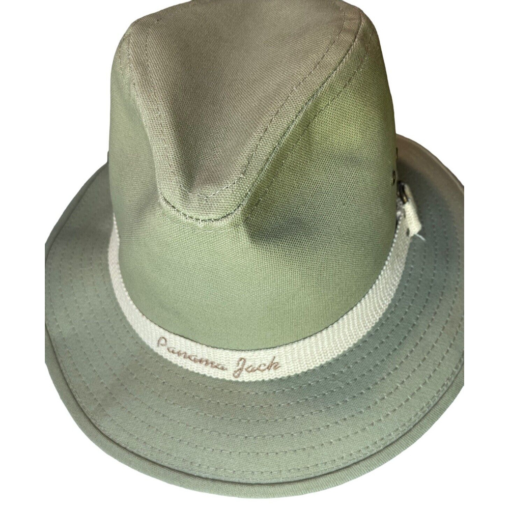 Vintage Original Panama Jack Canvas Safari Hat Mens Large Khaki Vented Fedora